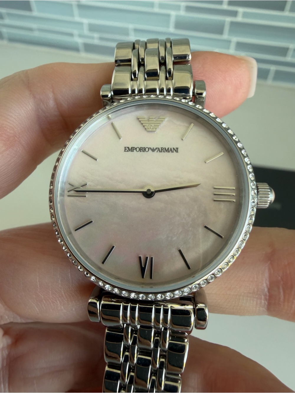 Like new Emporio Armani Silver Watch with MOP Dial